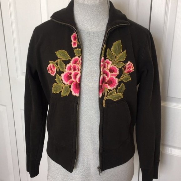 Lucky Brand Embroidered Sweatshirt Jacket Small - Picture 4 of 6